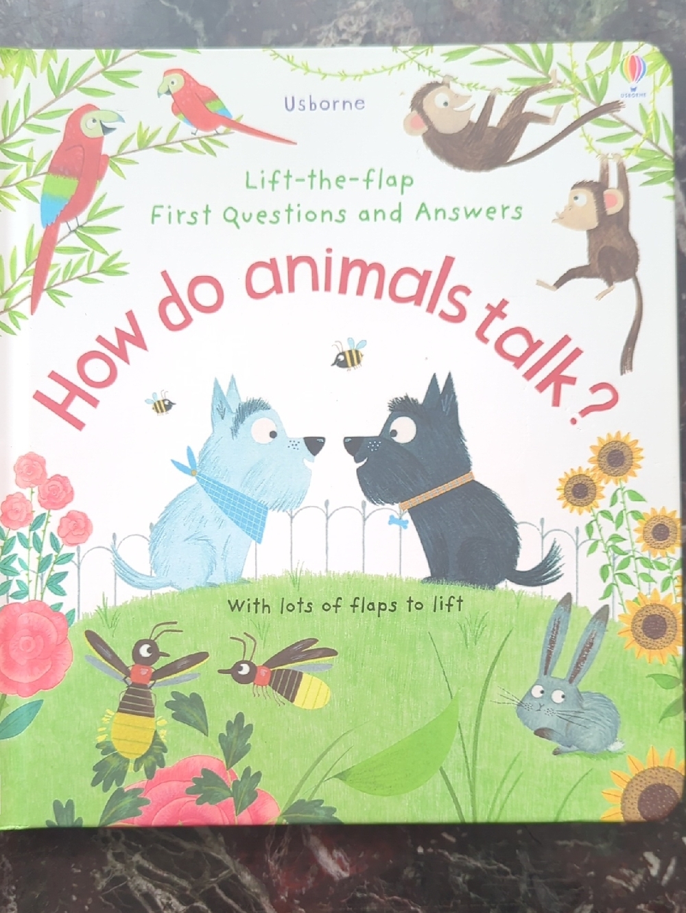 Usborne 'How Do Animals Talk?' Board Book - White, Blue, Green, Pink